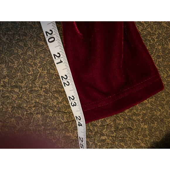 Deep red velvet maxi dress faux wrap wide midriff  v neck long sleeve party - Picture 10 of 11